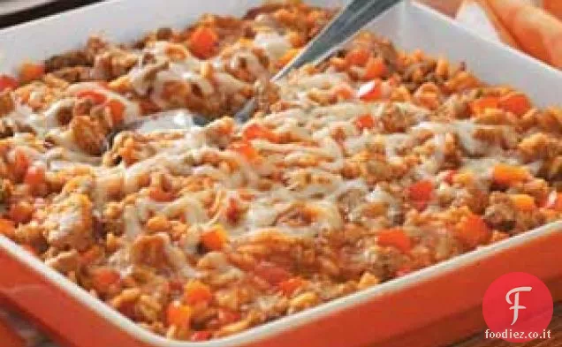Casseruola di riso salsiccia italiana