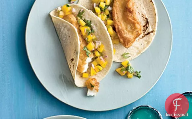 Tacos di pesce Baja con salsa di Mango
