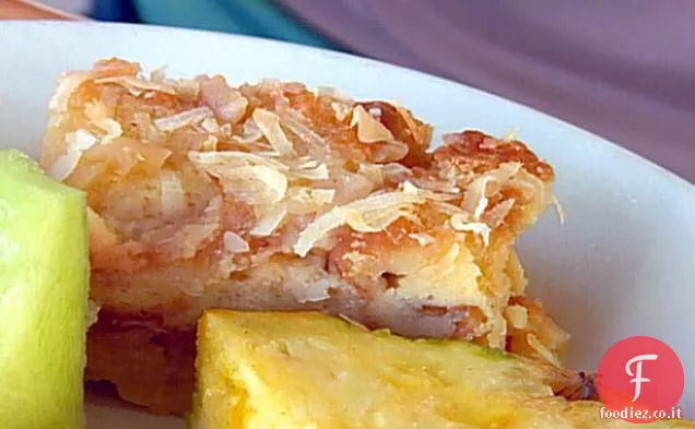 Budino di pane alle noci di macadamia di Haupia