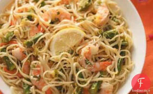 Insalata di gamberi al limone e Linguine