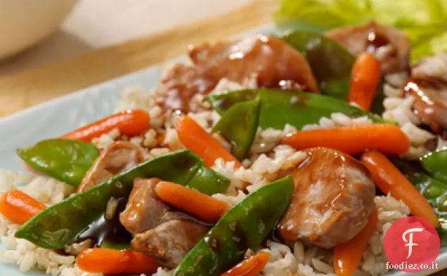 Szechuan Bbq maiale e verdure per due