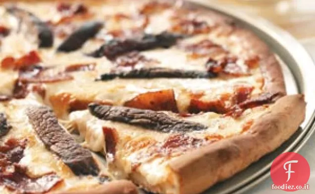 Alfredo Pancetta Funghi Pizza