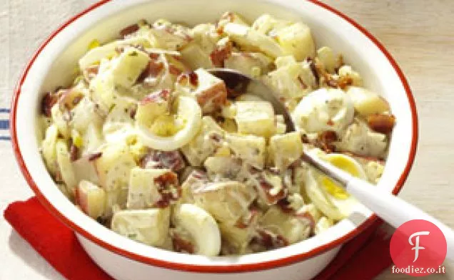 Insalata di patate con pancetta e uova