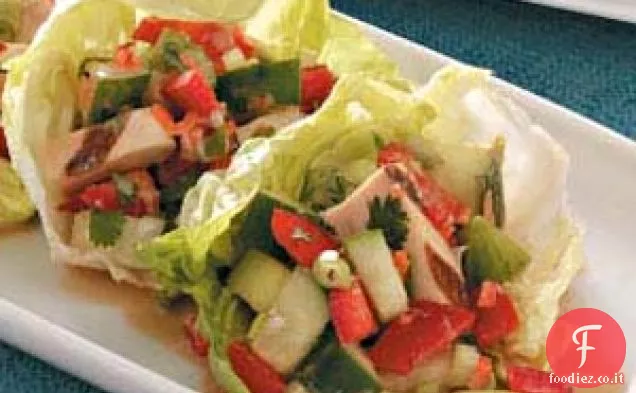 Asiatico pollo insalata lattuga tazze