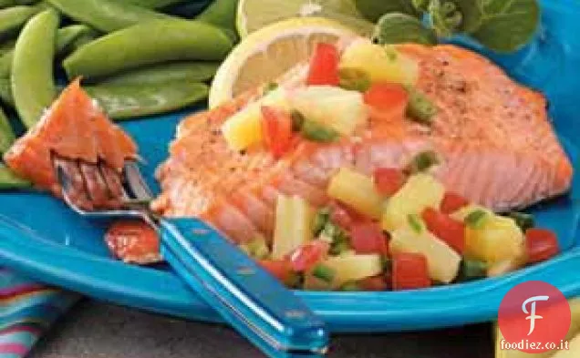 Salmone con salsa di ananas allo zenzero