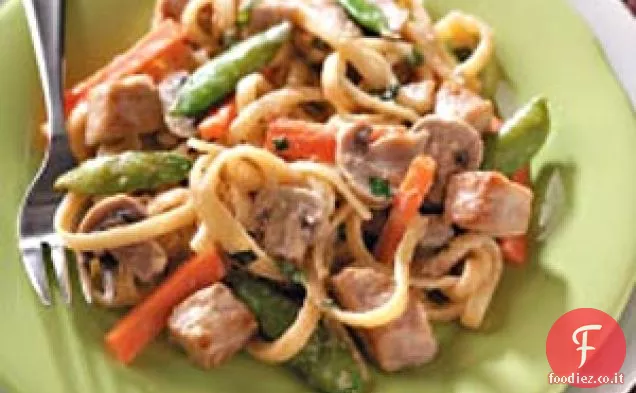 Carne di maiale e Fettuccine Alfredo