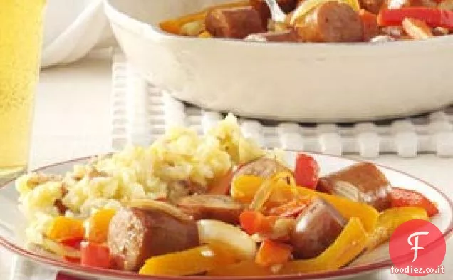 Salsicce di pollo con peperoni