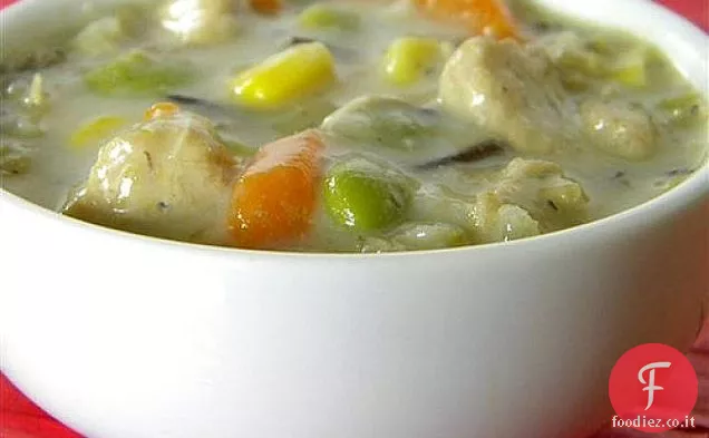Pollo al cocco e zuppa di riso selvatico