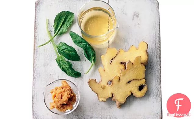 Sake-Cozze al vapore con zenzero, Miso e spinaci