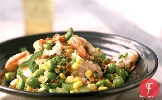 Succotash di Edamame con gamberetti