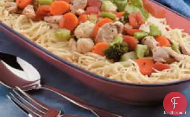 Pasta di pollo colorata