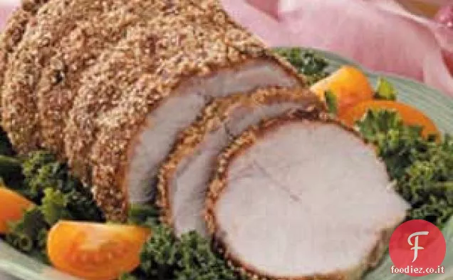 Lonza di maiale in crosta di sesamo