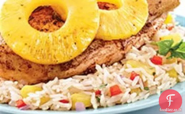 Ananas Pollo speziato e riso
