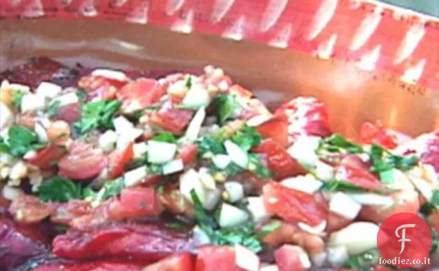 Peperoni rossi arrostiti: Salsa Criolla con falò