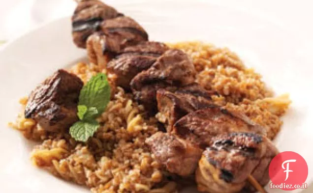 Agnello Kabobs con Bulgur Pilaf