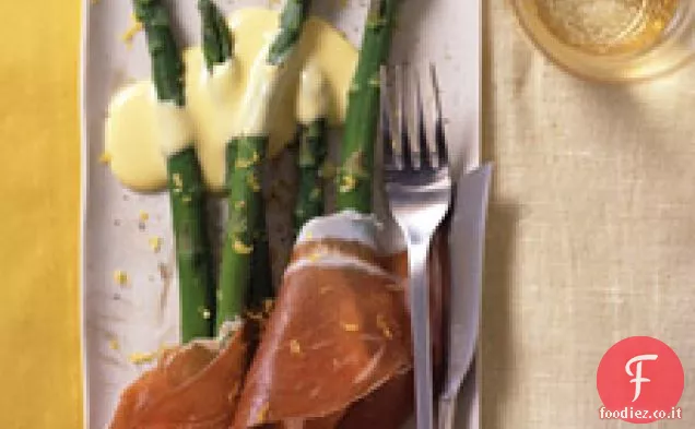 Asparagi con Prosciutto e Sabayon al Limone