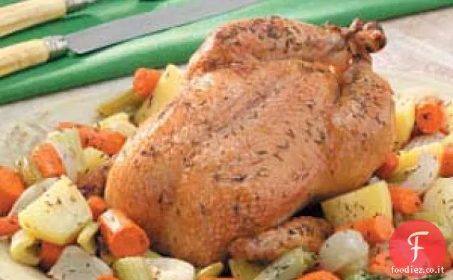 Pollo arrosto con verdure
