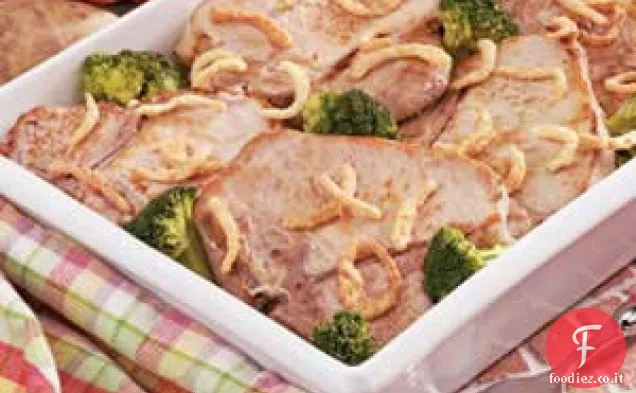 Braciole al forno e patatine fritte