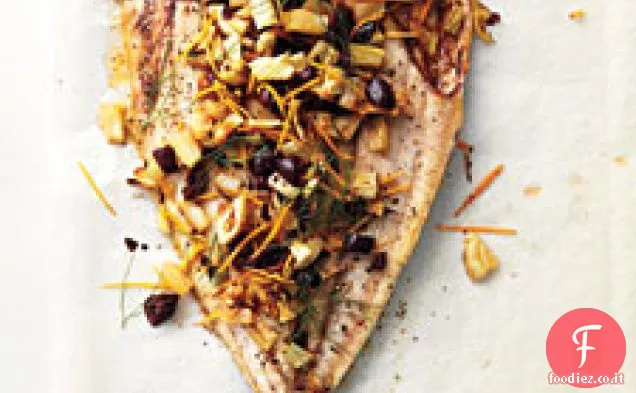Sgombro con Finocchio Arrosto, Limone Meyer e Olive