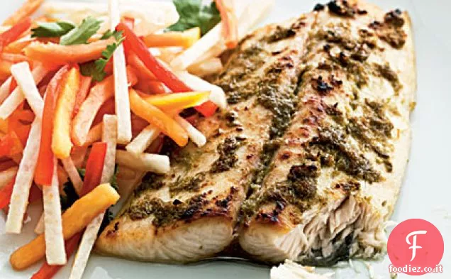 Jerk sgombro con insalata di papaia