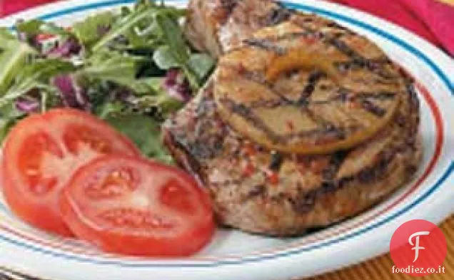 Braciole di maiale all'ananas alla griglia