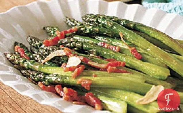 Asparagi saltati lentamente con Pancetta