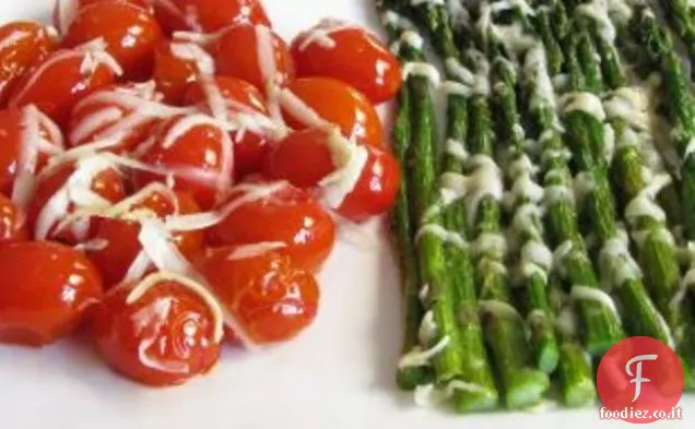 Asparagi Arrostiti e Pomodorini d'uva con Formaggio Asiago