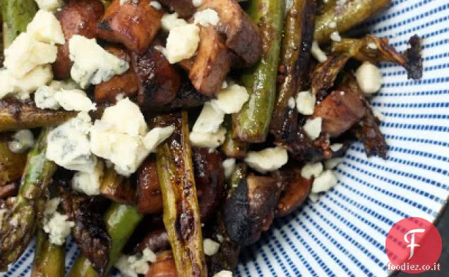 Asparagi e funghi alla griglia con Stilton