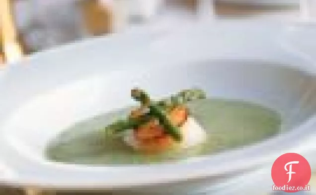 Zuppa cremosa di asparagi con Capesante scottate