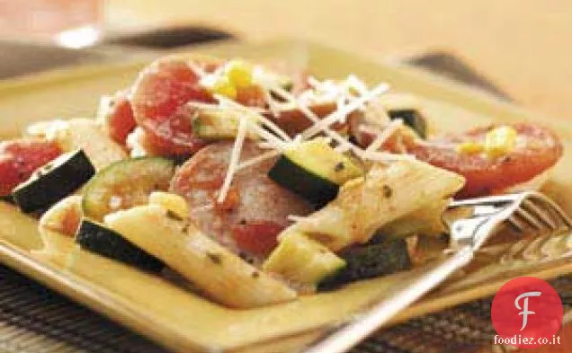 Salsiccia Affumicata con Penne e Verdure