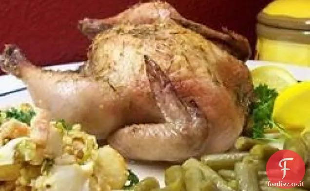 Porro al limone Galline corniche arrostite