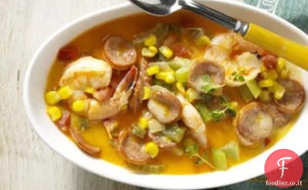 Andouille-Zuppa di crema di gamberetti