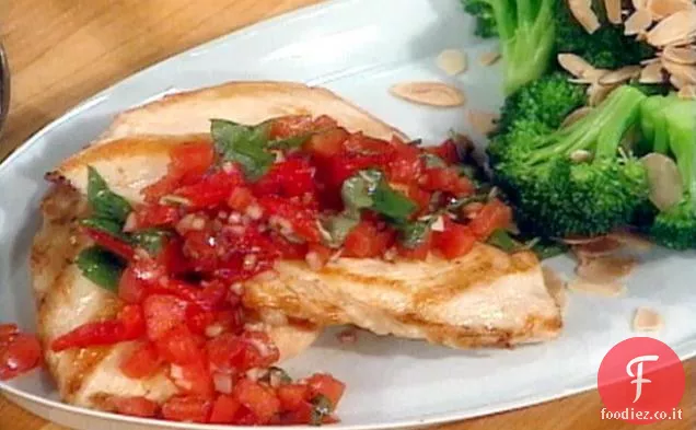 Pollo Toscano con Pomodoro-Basilico e broccoli di Mandorle tostate