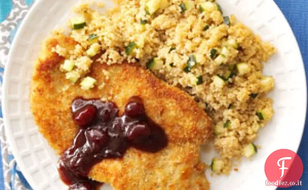 Pollo fritto in padella con salsa di mirtilli rossi Hoisin