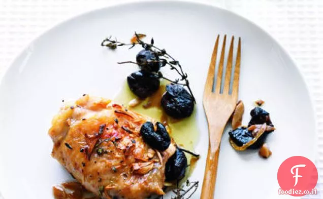 Pollo arrosto con olive, aglio e timo