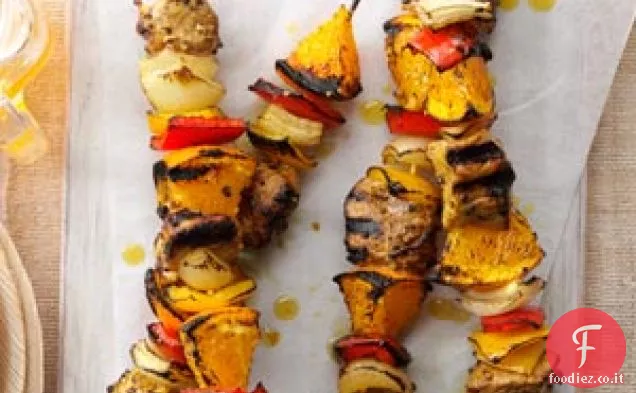 Maiale al curry e Kabobs all'arancia