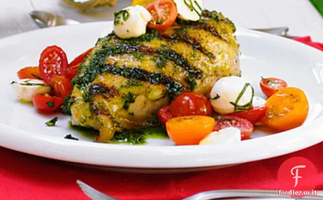 Pollo alla Griglia Aglio-Basilico con Salsa Caprese