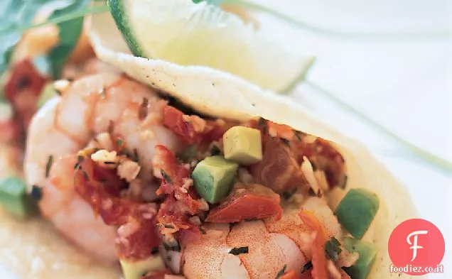 Tacos di gamberi agliacei