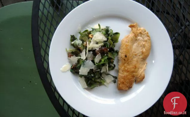 Scarola con Aglio fritto, datteri e formaggio