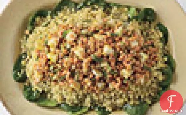 Cavolo rapa di lenticchie rosse al curry e insalata di couscous