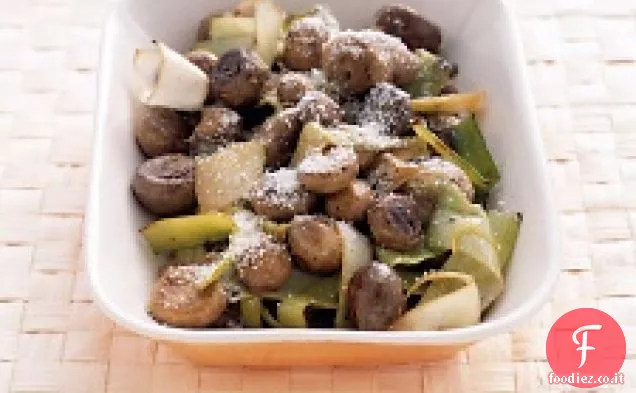 Funghi alla griglia e porri