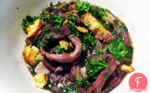 Calamari e Porri al Vino Rosso