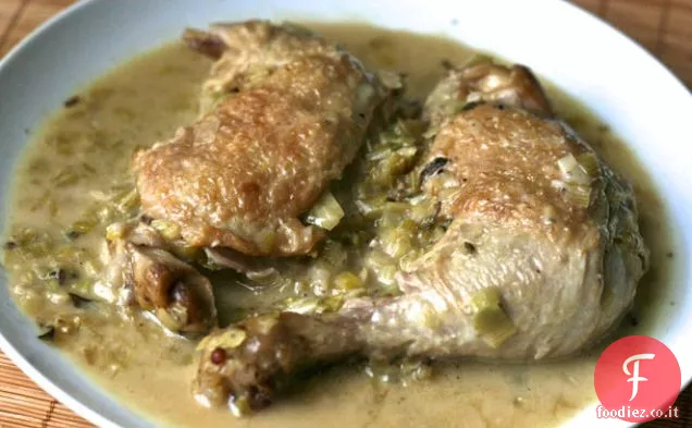 Cena stasera: pollo brasato con porri e panna