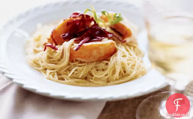 Capellini di aragosta con salsa di crema di porro e Dragoncello