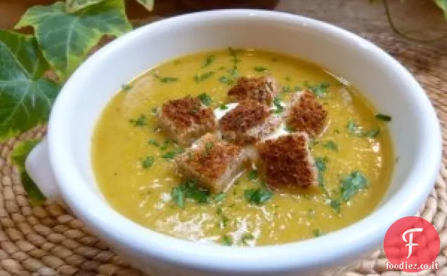 Zuppa di porri magro e cremoso con pancetta affumicata di Applewood