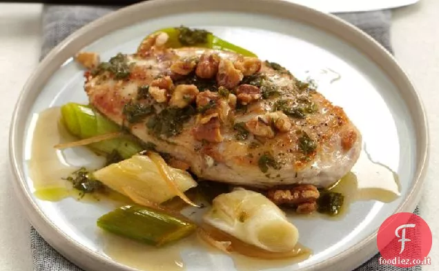 Petti di Pollo con Noci, Porri e Limone Candito