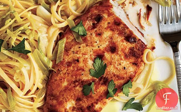 Pollo con Linguine al Limone e Porro