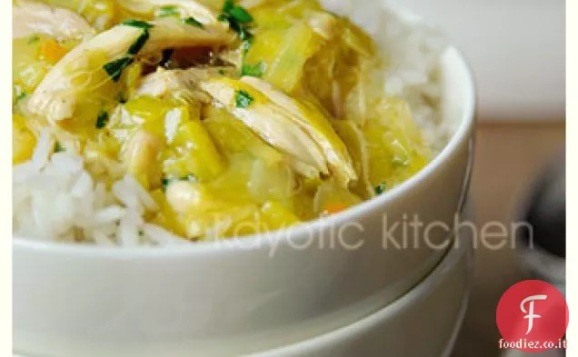 Pollo al curry con porri