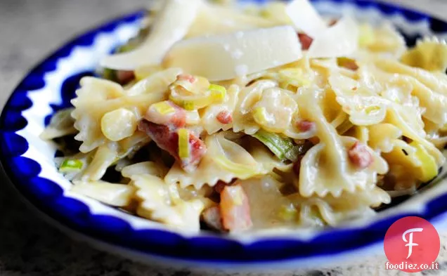 Pasta con Pancetta e Porri