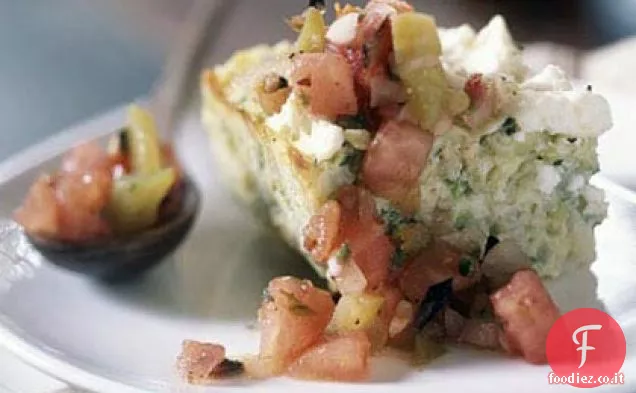 Frittata al forno con Zucchine, porri, Feta ed erbe aromatiche